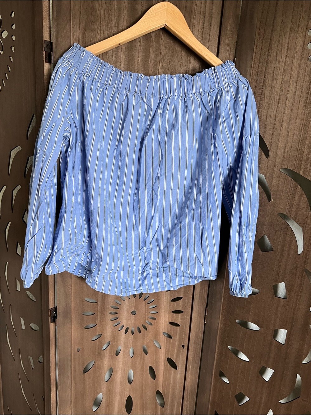 GAP Blue Striped Off-Shoulder Blouse
